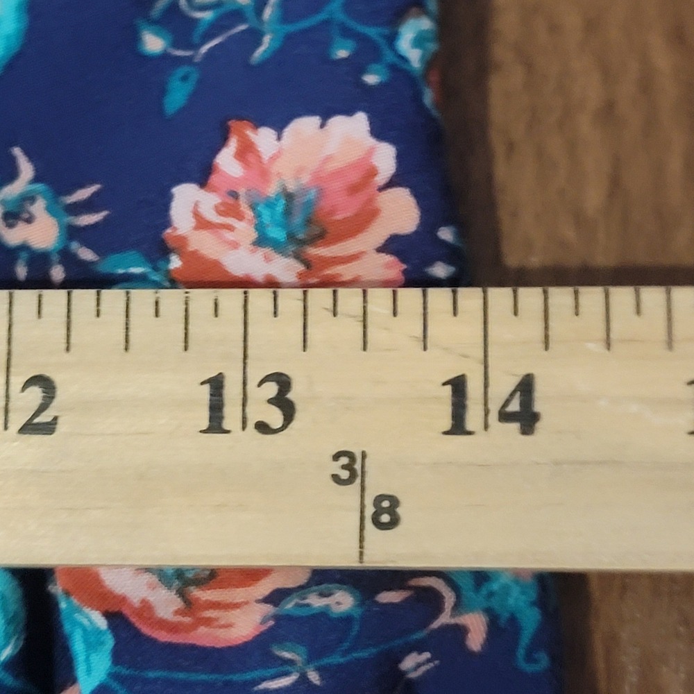 Band of Gypsies Mini Dress Small Navy Blue Floral Tie Front Boho Ruffle Cowgirl - Picture 9 of 10